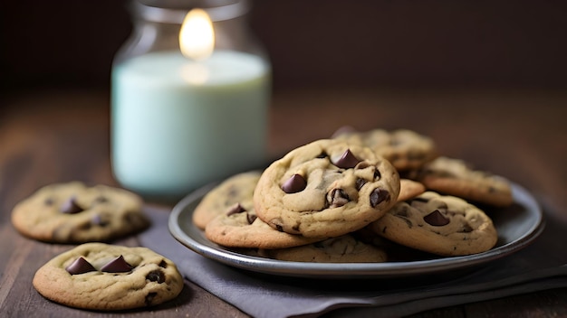 Des biscuits au chocolat sur une assiette