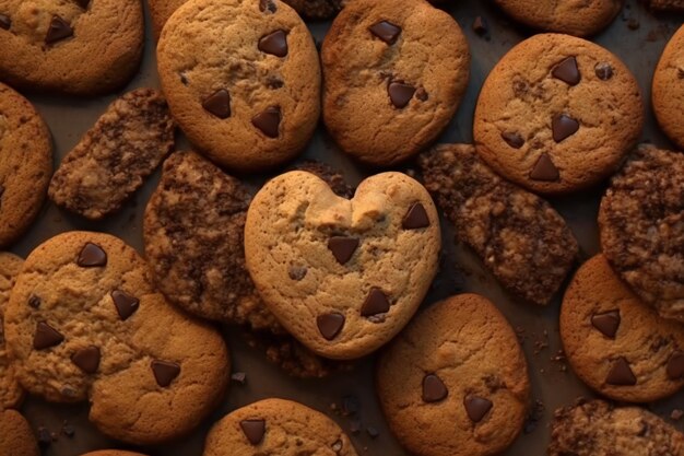 biscuits au chocolat en forme d'amour