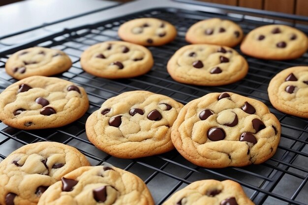 Des biscuits au chocolat fraîchement cuits dans une cuisine