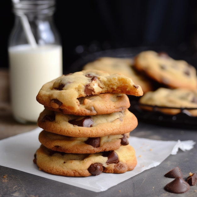 Biscuits au chocolat sucré et aux pépites de beurre ai génératif