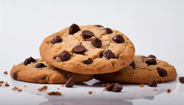 Des biscuits au chocolat sucré et savoureux isolés sur blanc