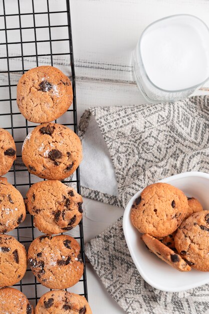 Biscuits au chocolat vue de dessus