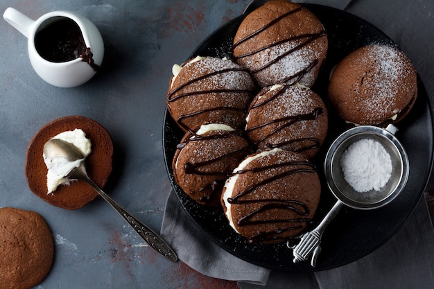 Biscuits au chocolat de Woopie Cookie à la crème de mascarpone