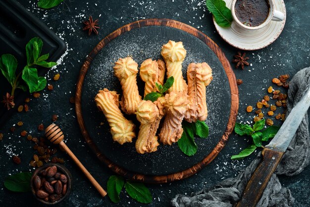 Biscuits au lait condensé Bonbons Vue de dessus espace de copie gratuit