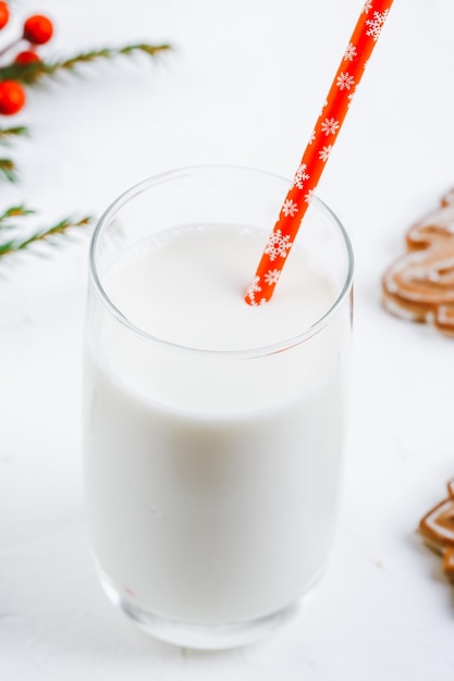 Biscuits au lait et de Noël pour les biscuits de pain d'épice de fond de Noël du Père Noël