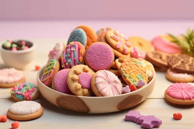 biscuits au sucre colorés sur une assiette