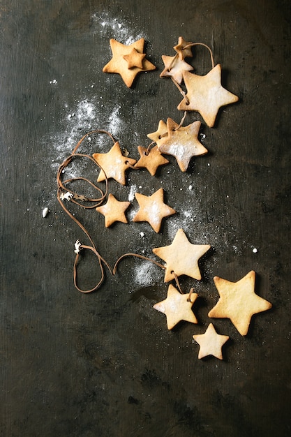 Biscuits au sucre en forme d&#39;étoile de Noël