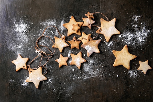 Biscuits au sucre en forme d&#39;étoile de Noël