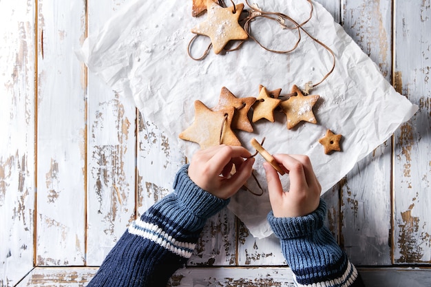 Biscuits au sucre en forme d&#39;étoile de Noël