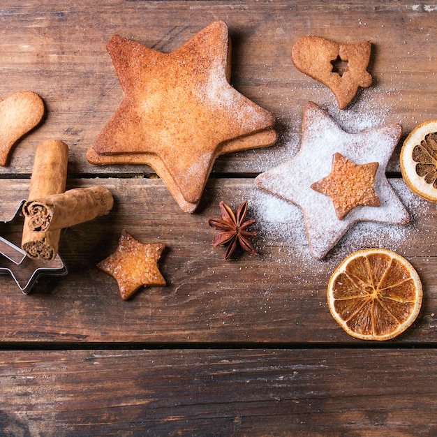 Photo biscuits au sucre en forme d'étoile sablée