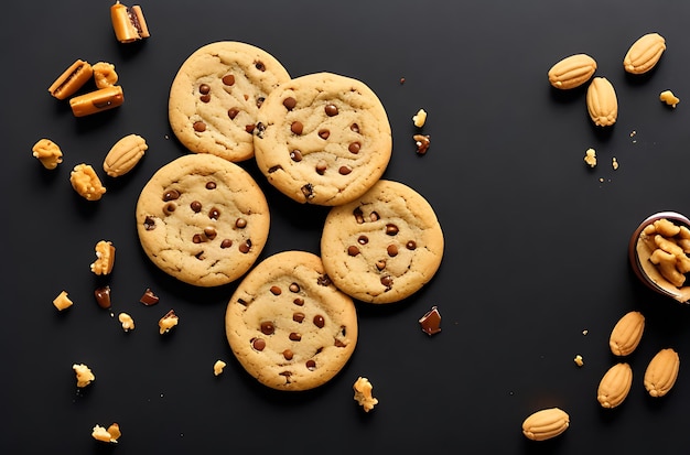 biscuits aux cacahuètes et caramel sur un bl