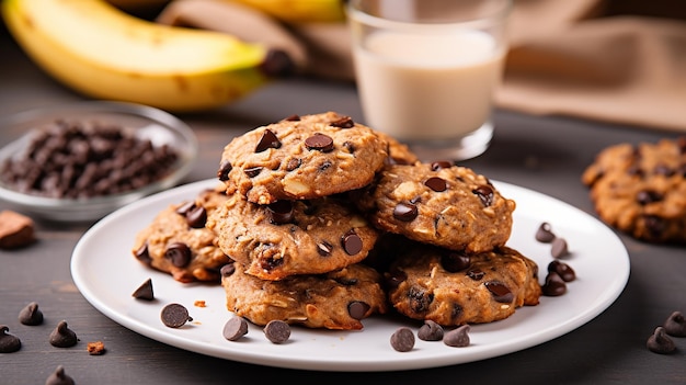 Photo biscuits aux pépites de chocolat et à la banane crue
