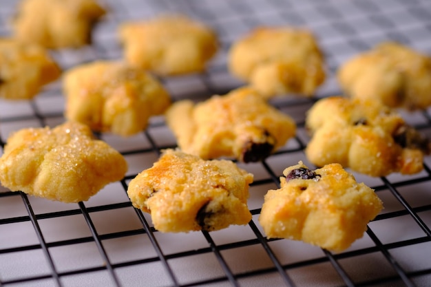 Biscuits aux raisins secs en forme d'étoile. gâteaux pour l'Aïd al-Fitr et Noël. Idul fitri.