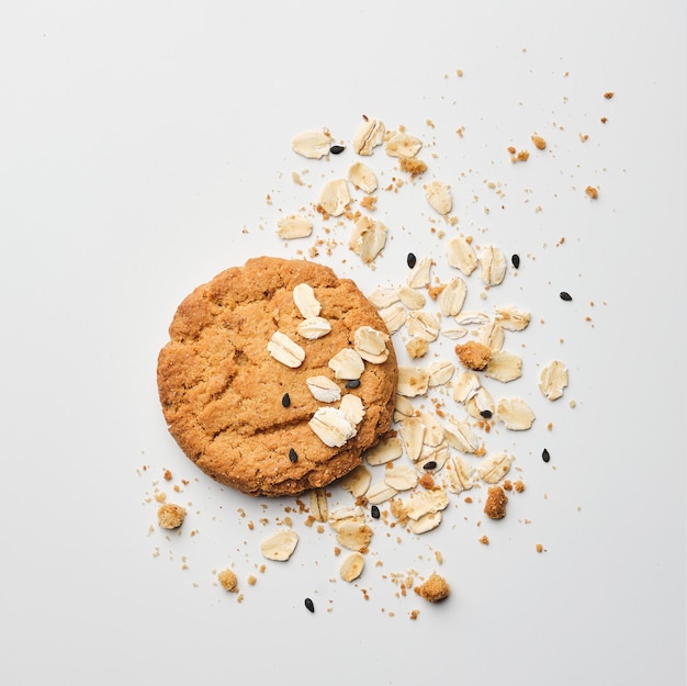 Biscuits à l'avoine, vue de dessus. Croustillant d'avoine et biscuit complet.