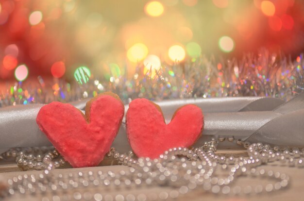 Biscuits de coeur Valentine. Fond de Saint Valentin.