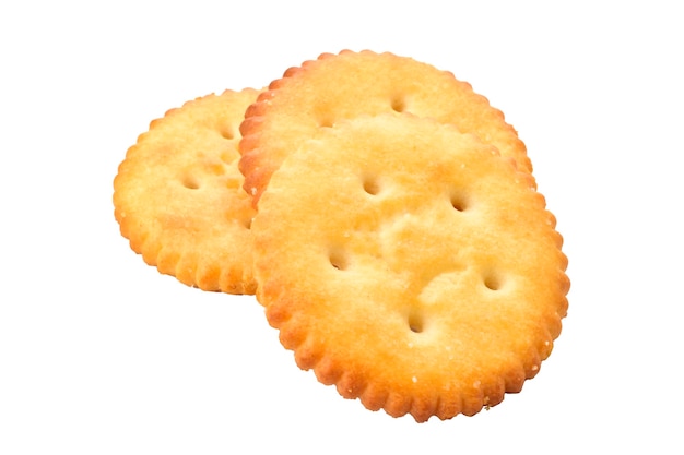 Biscuits Cracker sur fond blanc, biscuits salés