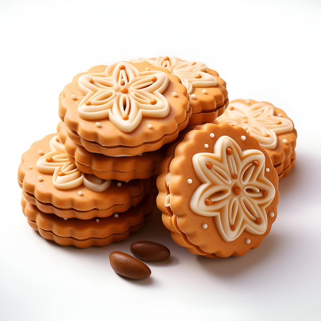 biscuits avec de la crème sur un fond blanc teint sélectif