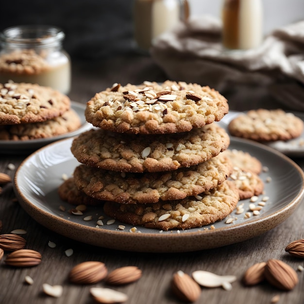 Biscuits crumble au sésame et aux amandes sur plaque en céramique