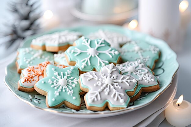 Des biscuits délicieux en forme d'étoile sur la table de Noël Des vacances douces à Noël AI générative