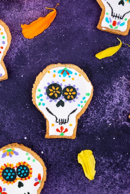 Biscuits du jour des morts en forme de crâne de sucre