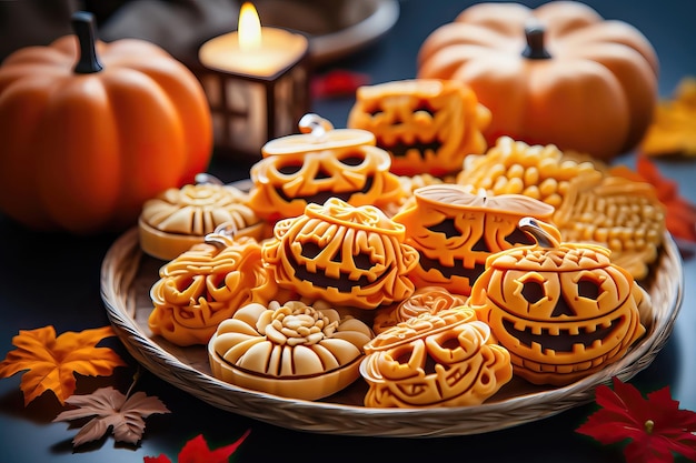 Biscuits effrayants à la citrouille pour Halloween Generative AI