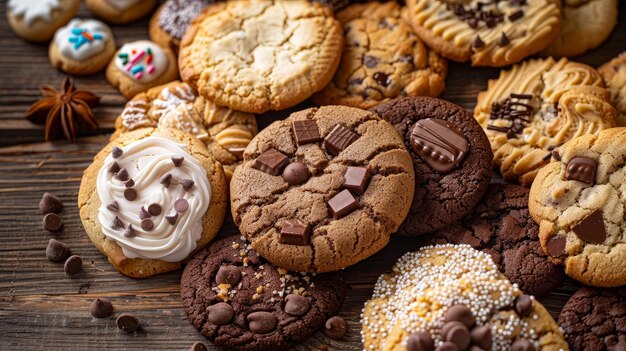 Des biscuits sur fond de bois