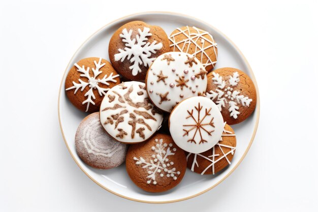 Des biscuits fraîchement cuits avec du glaçage sur un fond blanc.