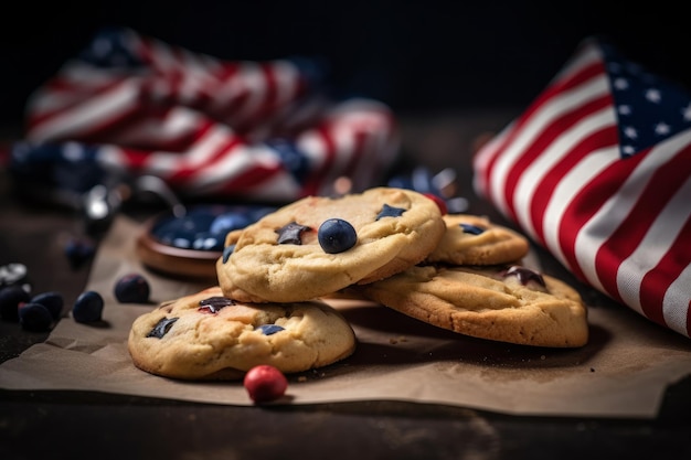 Biscuits fraîchement cuits pour la fête du 4 juillet Generative ai