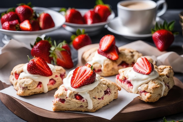 Des biscuits de fraise avec de la crème glacée