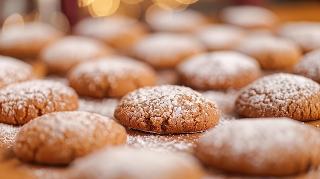 Des biscuits de gingersnap chauds faits maison avec du sucre