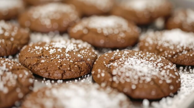 Des biscuits de gingersnap chauds faits maison surmontés de suga