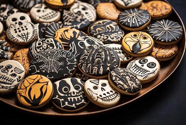 Des biscuits d'Halloween avec des dessins autour d'eux