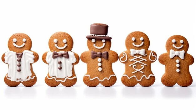 Biscuits d'homme d'affaires de pain d'épice isolés sur fond blanc Hommes d'affaires isolés travail de Noël