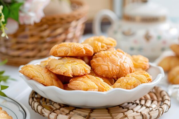 Photo les biscuits kue kastengel sont des biscuits traditionnels indonésiens à l'occasion de l'aïd.