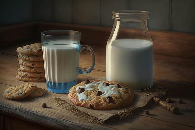 Biscuits et lait Une combinaison classique pour toutes les occasions AI Generative