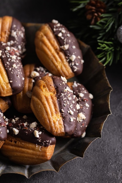 Biscuits madeleine au chocolat noir