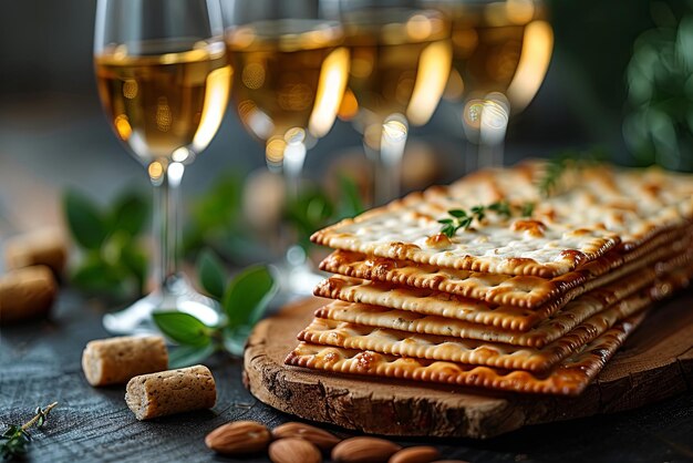 Des biscuits de matzo avec du calice