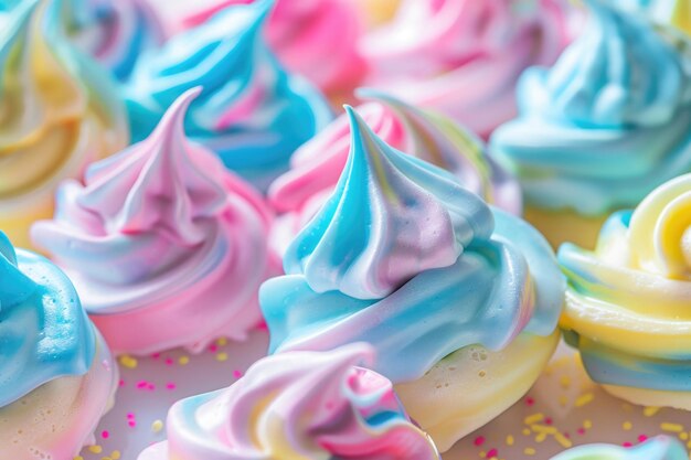 Des biscuits de meringue colorés et aérés