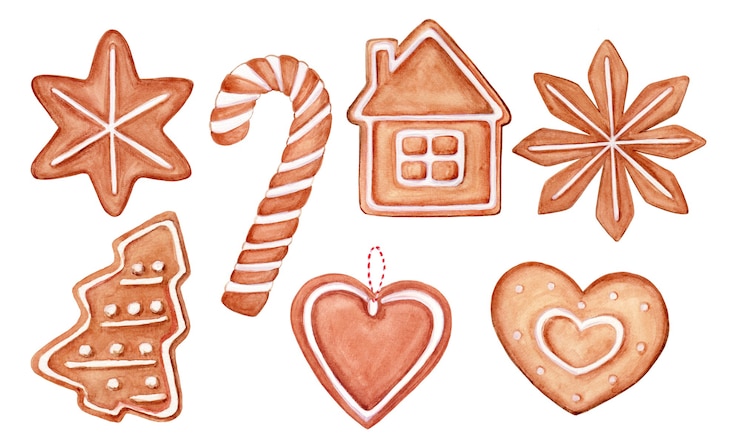 Photo biscuits de noël aquarelle