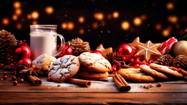 biscuits de Noël et décoration de fond