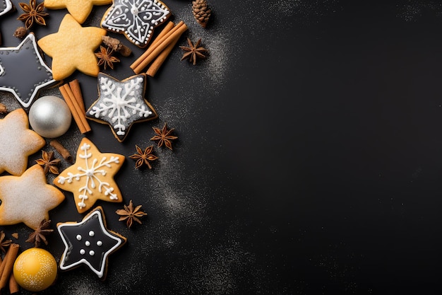 Biscuits de Noël sur fond noir