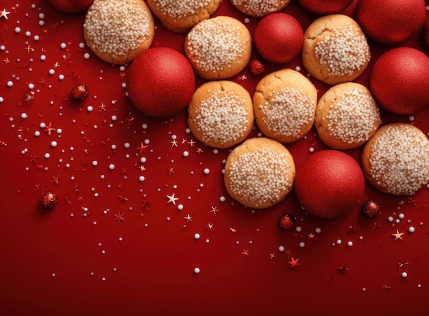 Biscuits de Noël sur fond rouge