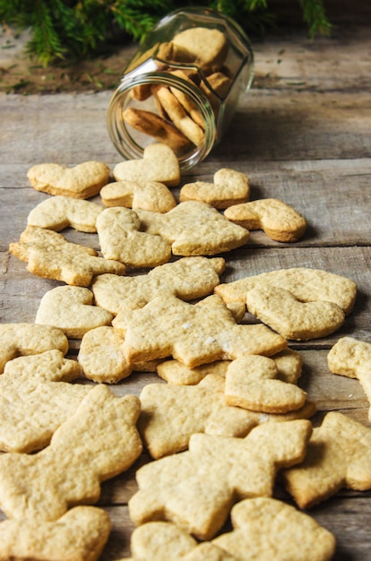 Photo biscuits de noël. mise au point sélective. nourriture et boissons.