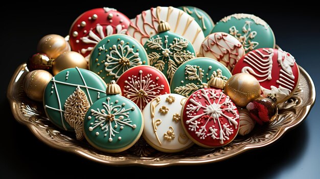 Les biscuits de Noël sont de couleur brillante.