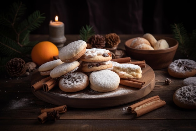 Biscuits de Noël table alimentaire Pâtisserie Générer Ai