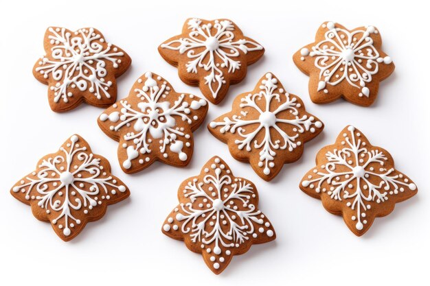 Biscuits de pain d'épice de Noël sur fond blanc