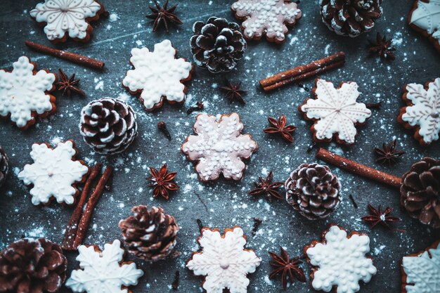 Biscuits de pain d'épice traditionnels de Noël cuits au four.