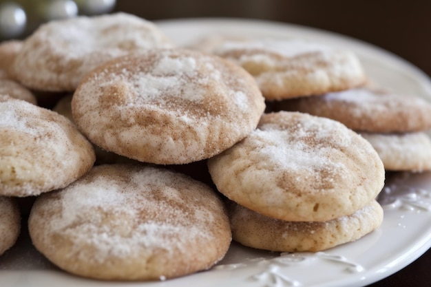 Biscuits pâteux et moelleux roulés dans des cristaux de sucre ou de cannelle créés avec une IA générative