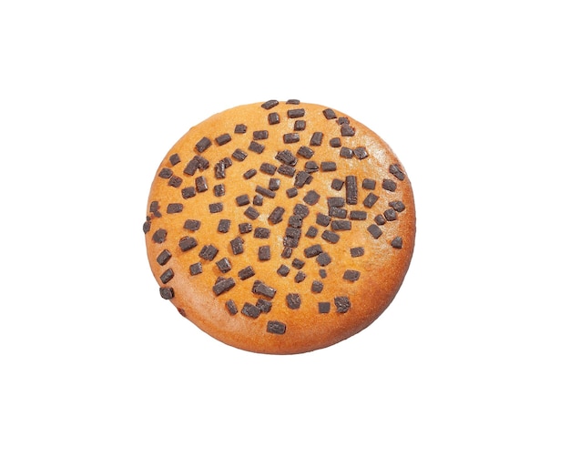 Biscuits protéinés aux pépites de chocolat Vue de dessus Fond blanc Isolé