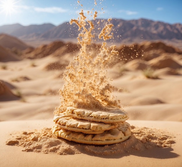 Des biscuits qui tombent dans le désert.